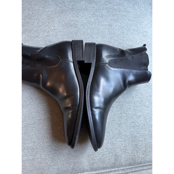 Sezane Low Henri Black Leather Pull On Chelsea Ankle Boots Women's EU 40 US 9 - Picture 5 of 6